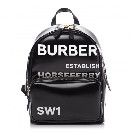 BURBERRY Coated Canvas Horseferry Print Backpack Black