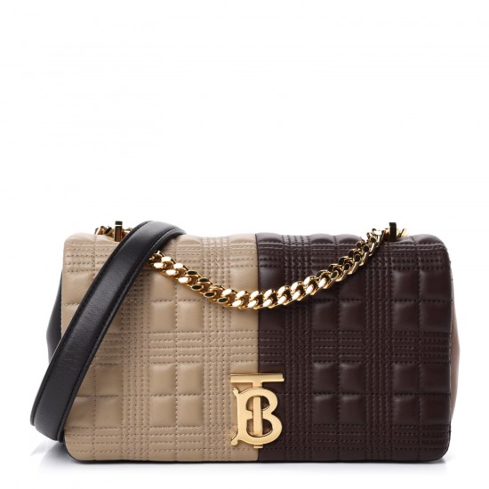 BURBERRY Lambskin Quilted Small Lola Bags Soft Fawn Dark Moka