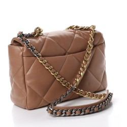 CHANEL Lambskin Quilted Large 9 Flap Brown