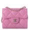 CHANEL Caviar Quilted Card Holder On Chain Pink