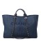 CHANEL Mixed Fibers Calfskin Medium Deauville Tote Blue