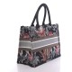 DIOR Embroidered Toile De Jouy Small Tropicalia Canvas Book Tote Black Multicolor