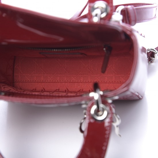 DIOR Patent Cannage Mini Lady Dior Red