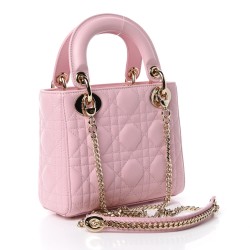 DIOR Lambskin Cannage Mini Lady Dior Rose Clair