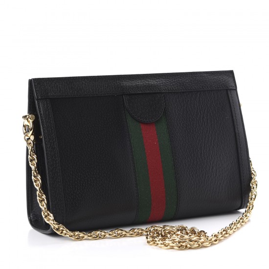 GUCCI Calfskin Web Small Ophidia Shoulder Bag Black