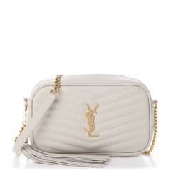 YSL Grain De Poudre Matelasse Monogram Mini Lou Camera Bag Crema Soft