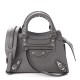 BALENCIAGA Grained Calfskin Neo Classic Silver Hardware Mini City Gray