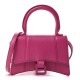 BALENCIAGA Grained Calfskin Hourglass Top Handle Bag Mini Fuchsia