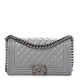 CHANEL Calfskin Quilted Medium Boy Flap Grey