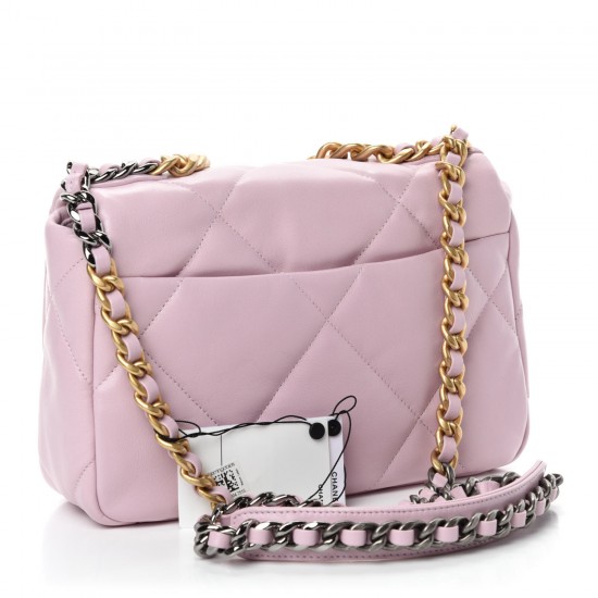 CHANEL Lambskin Quilted Medium 9 Flap Light Pink