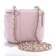 CHANEL Caviar Quilted Mini Vanity Case With Chain Light Pink