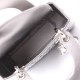 DIOR Satin Crystal Cannage Mini Lady Dior Gray