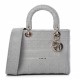 DIOR Canvas Embroidered Cannage Medium Lady D-Lite Gray