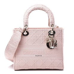 DIOR Canvas Embroidered Medium Lady D-Lite Bois De Rose