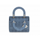 DIOR Canvas Embroidered Cannage Medium Lady D-Lite Dark blue