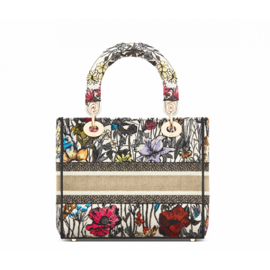 Dior Lady D-Lite five-pattern embroidery garden flower handbag