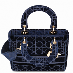 DIOR velvet series deep blue five grid Lady bag