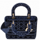 DIOR velvet series deep blue five grid Lady bag