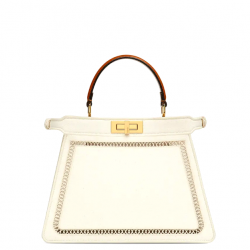 FENDI 1PEEKABOO ISEEU MEDIUM White canvas bag with embroidery