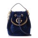 GUCCI Velvet Matelasse GG Marmont Bucket Bag Cobalt Blue