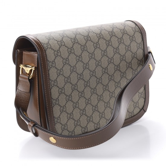 GUCCI GG Supreme Monogram 955 Horsebit Shoulder Bag Brown