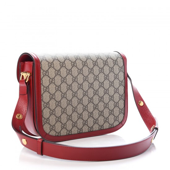 GUCCI GG Supreme Monogram 955 Horsebit Shoulder Bag Red