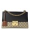 GUCCI GG Supreme Monogram Medium Padlock Shoulder Bag Black