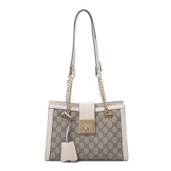 GUCCI GG Supreme Monogram Small Padlock Shoulder Bag White