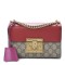 GUCCI 1GG Supreme Monogram Small Padlock Shoulder Bag Hibiscus Pink