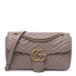 GUCCI Calfskin Matelasse Small GG Marmont Shoulder Bag Porcelain Rose