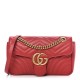 GUCCI Calfskin Matelasse Small GG Marmont Shoulder Bag Hibiscus Red