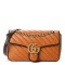 GUCCI Vintage Effect Calfskin Matelasse Small Striped GG Marmont Shoulder Bag Cognac Black