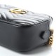 GUCCI Calfskin Matelasse Small GG Marmont Chain Shoulder Bag Black