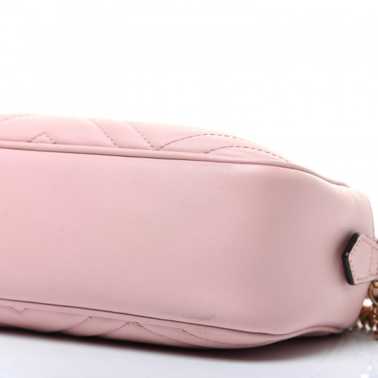 GUCCI Calfskin Matelasse Small GG Marmont Bag Pink