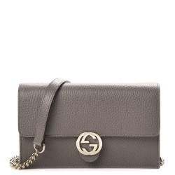 GUCCI Dollar Calfskin Interlocking G Chain Wallet Grey