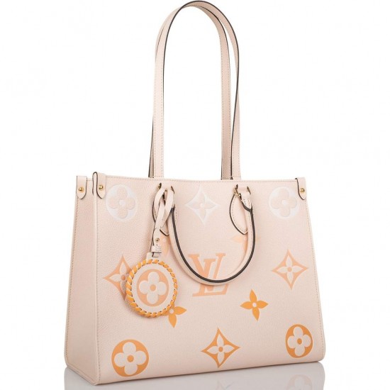 Louis Vuitton Creme Saffron By The Pool Empreinte Giant Monogram OnTheGo MM