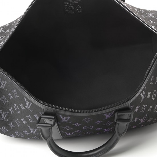 LOUIS VUITTON Jacquard Monogram Light Up Keepall Bandouliere 50 Black