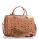 MCM Visetos Medium Boston Bag Cognac