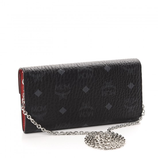 MCM Visetos Large Patricia Wallet On Chain Black Red