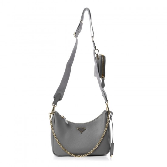 PRADA Saffiano Re-Edition 5 Shoulder Bag Ardesia