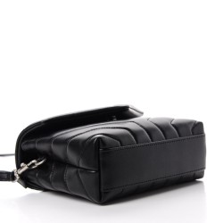 YSL Calfskin Y Quilted Monogram Toy Loulou Crossbody Bag Black