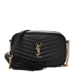 YSL Grain De Poudre Matelasse Monogram Mini Lou Camera Bag Black