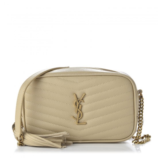 YSL Grain De Poudre Matelasse Monogram Mini Lou Camera Bag Sea Salt