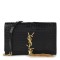 YSL Calfskin Crocodile Embossed Kate Monogram Tassel Chain Wallet Black