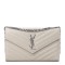 YSL Grain De Poudre Matelasse Chevron Monogram Chain Wallet Icy White