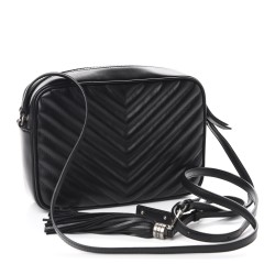 YSL Calfskin Matelasse Monogram Lou Camera Bag Black