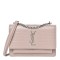 YSL Calfskin Crocodile Embossed Monogram Sunset Chain Wallet Marble Pink